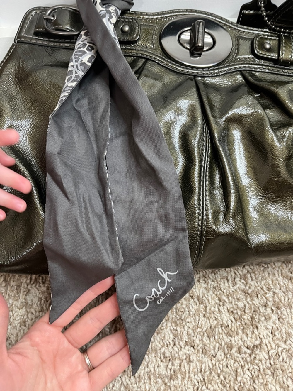 Coach D0973-13915 Mia Gunmetal Pleated Leather Carryall Shoulder Bag - Picture 10 of 16